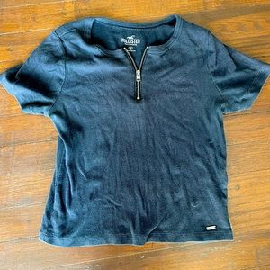 Hollister short sleeve half zip crop top